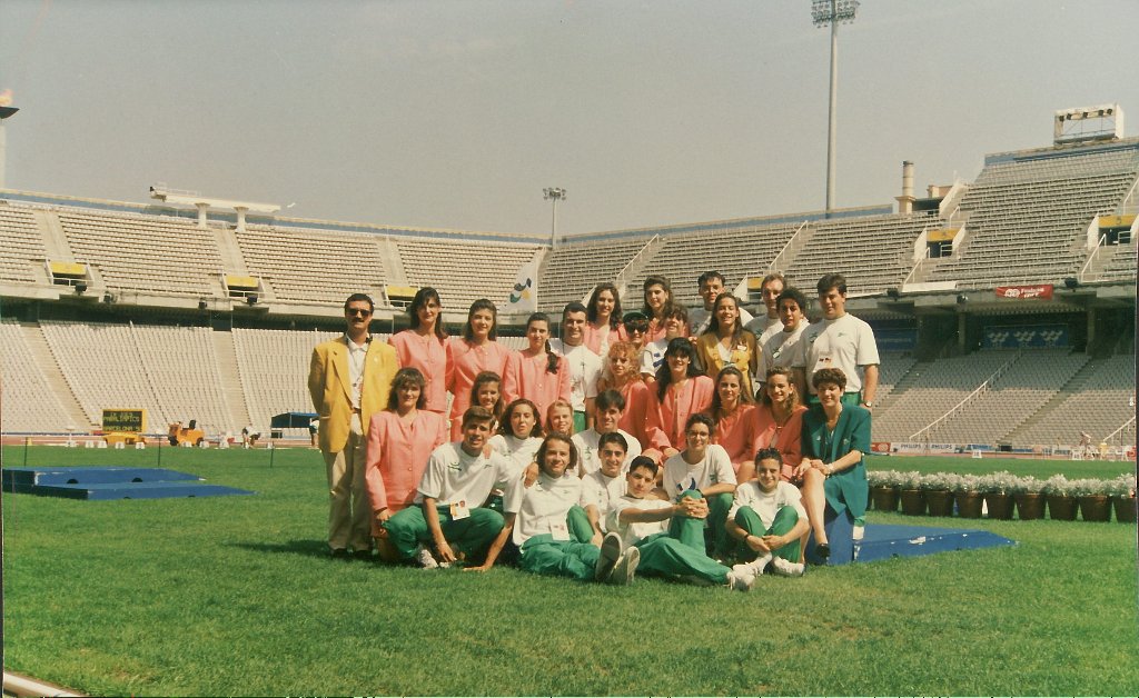 Ricard Vila amb equip de voluntaris.Jocs Paralimpics Barcelona 92